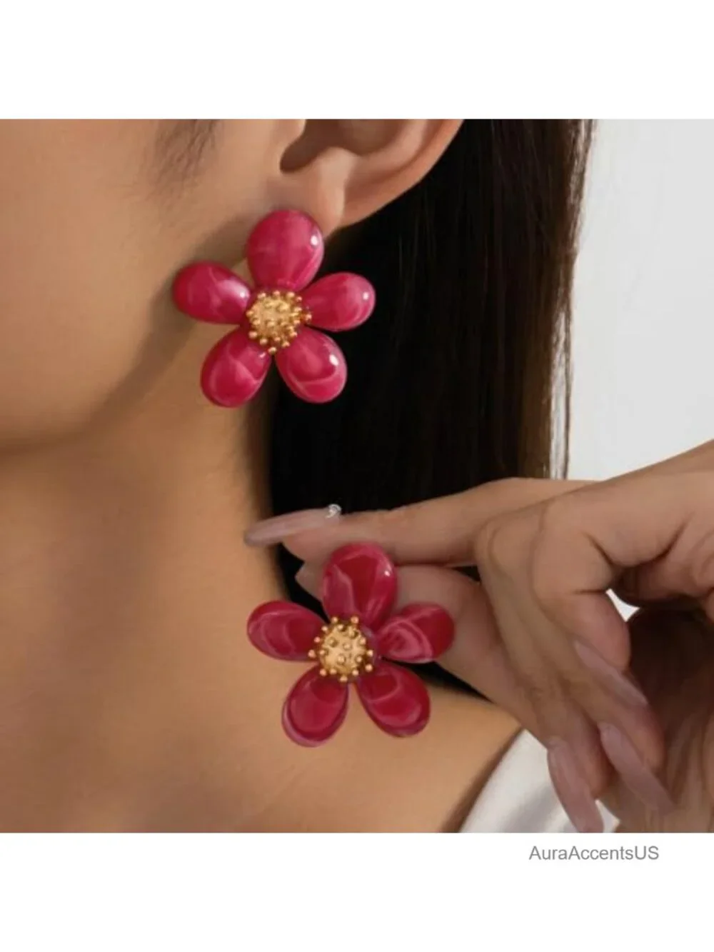 Acrylic Flower Stud Earrings Boho Resin Floral Statement Jewelry Party